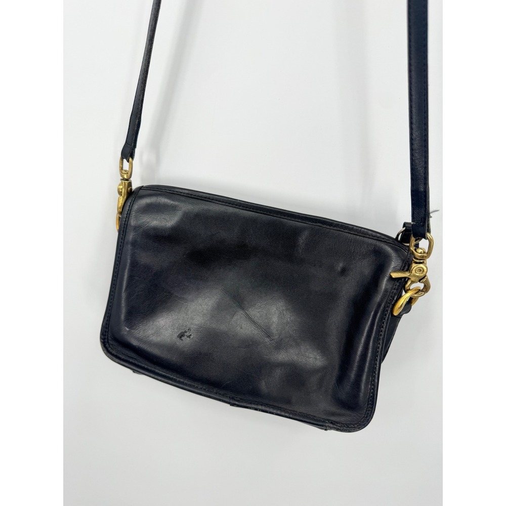 Coach Crossbody Bag Women OS Black Vintage Leather Brass Hardware Slim Handbag - Picture 9 of 16